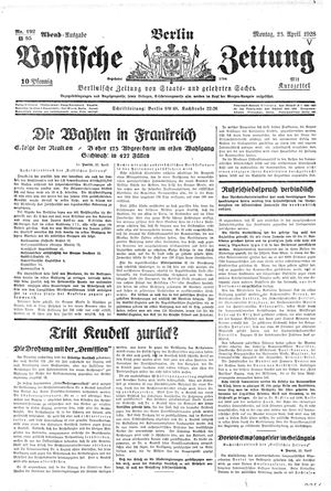 Vossische Zeitung vom 23.04.1928