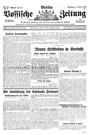 Vossische Zeitung vom 25.04.1928