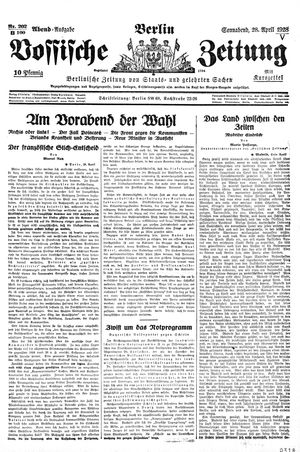 Vossische Zeitung on Apr 28, 1928