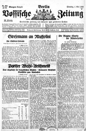 Vossische Zeitung vom 01.05.1928