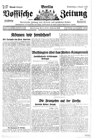 Vossische Zeitung vom 02.08.1928