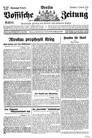Vossische Zeitung vom 05.08.1928