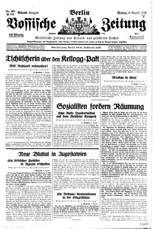 Vossische Zeitung vom 06.08.1928