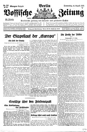 Vossische Zeitung vom 16.08.1928