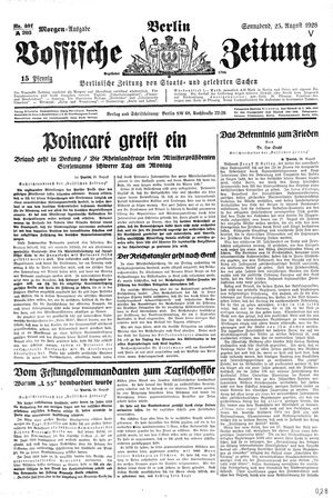 Vossische Zeitung vom 25.08.1928