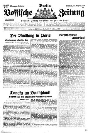 Vossische Zeitung on Aug 29, 1928