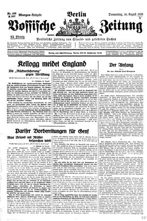 Vossische Zeitung vom 30.08.1928