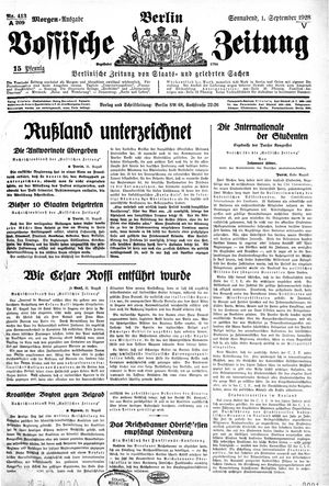 Vossische Zeitung vom 01.09.1928
