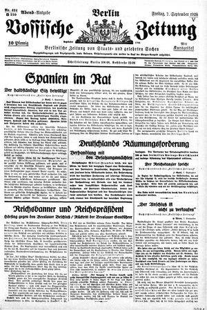 Vossische Zeitung vom 07.09.1928
