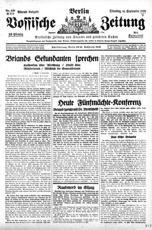 Vossische Zeitung vom 11.09.1928