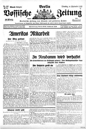 Vossische Zeitung vom 18.09.1928