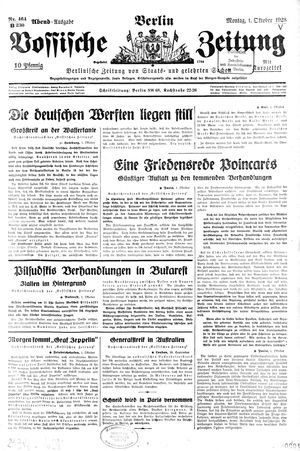 Vossische Zeitung on Oct 1, 1928