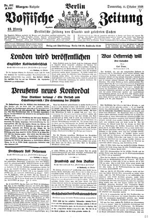 Vossische Zeitung vom 11.10.1928
