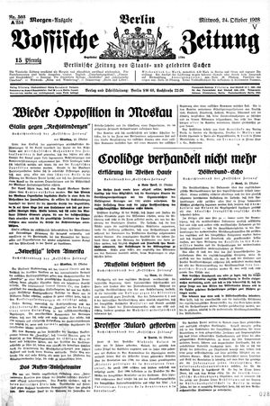 Vossische Zeitung vom 24.10.1928