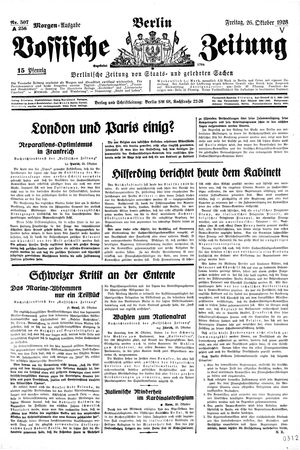 Vossische Zeitung vom 26.10.1928