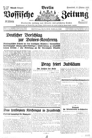 Vossische Zeitung vom 27.10.1928