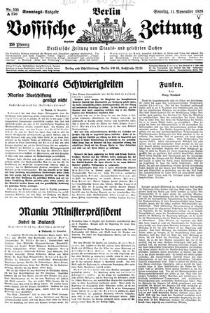 Vossische Zeitung vom 11.11.1928