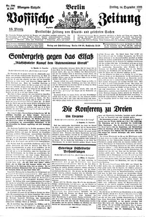 Vossische Zeitung vom 14.12.1928