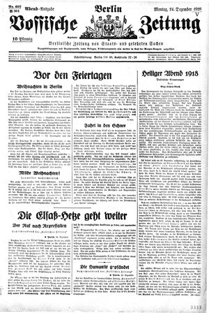 Vossische Zeitung vom 24.12.1928