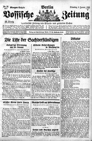 Vossische Zeitung vom 08.01.1929