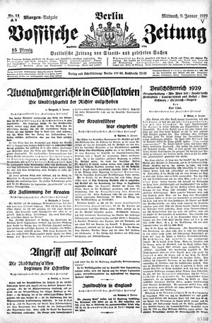Vossische Zeitung on Jan 9, 1929