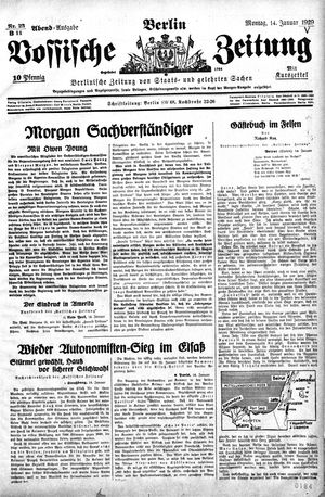 Vossische Zeitung vom 14.01.1929