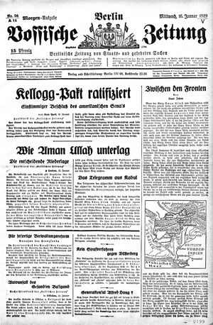 Vossische Zeitung vom 16.01.1929