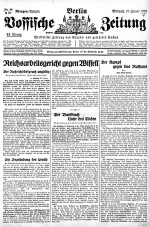 Vossische Zeitung vom 23.01.1929