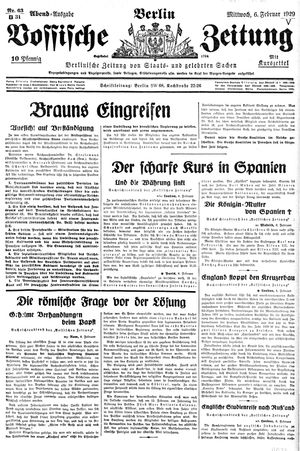 Vossische Zeitung vom 06.02.1929