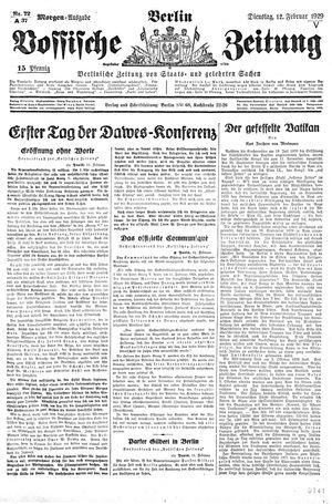 Vossische Zeitung on Feb 12, 1929