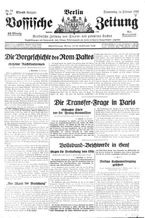 Vossische Zeitung vom 14.02.1929