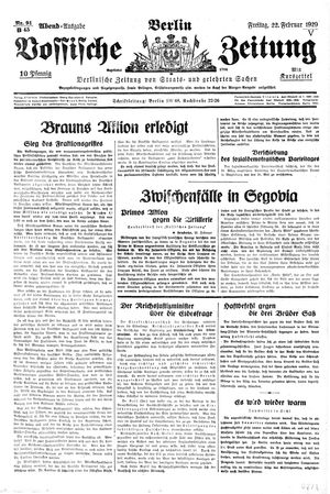 Vossische Zeitung vom 22.02.1929