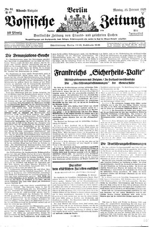 Vossische Zeitung vom 25.02.1929