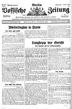 Vossische Zeitung vom 03.04.1929