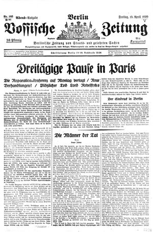 Vossische Zeitung vom 19.04.1929