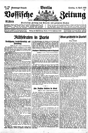 Vossische Zeitung vom 21.04.1929