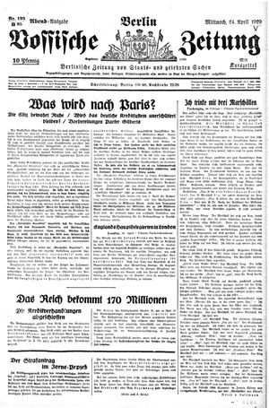 Vossische Zeitung vom 24.04.1929