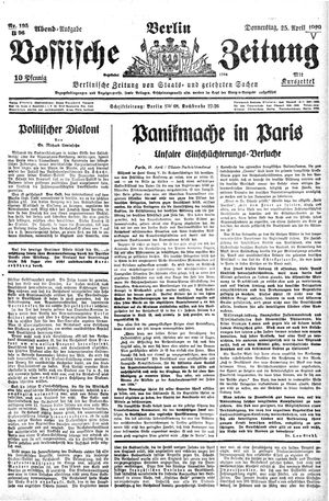 Vossische Zeitung vom 25.04.1929