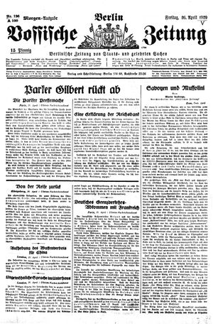Vossische Zeitung vom 26.04.1929