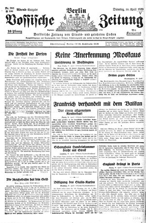Vossische Zeitung vom 30.04.1929