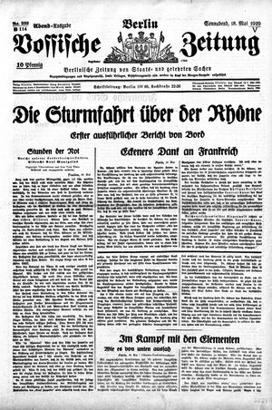 Vossische Zeitung on May 18, 1929