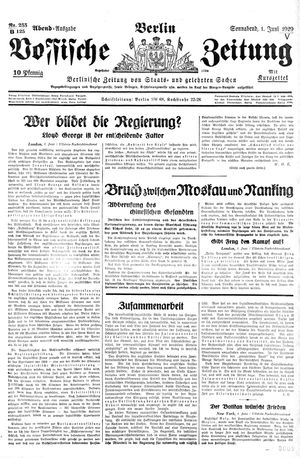 Vossische Zeitung on Jun 1, 1929