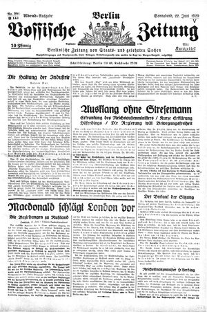 Vossische Zeitung on Jun 22, 1929