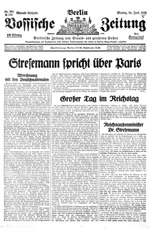 Vossische Zeitung on Jun 24, 1929