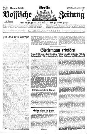 Vossische Zeitung on Jun 25, 1929