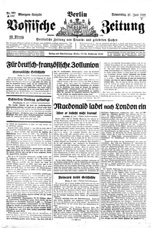 Vossische Zeitung on Jun 27, 1929