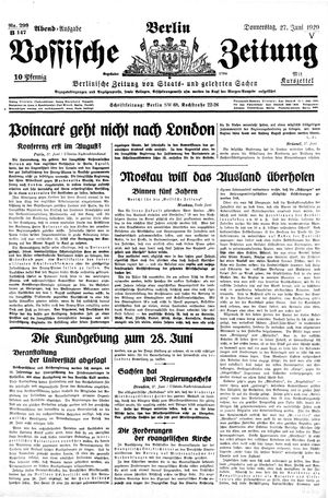 Vossische Zeitung on Jun 27, 1929