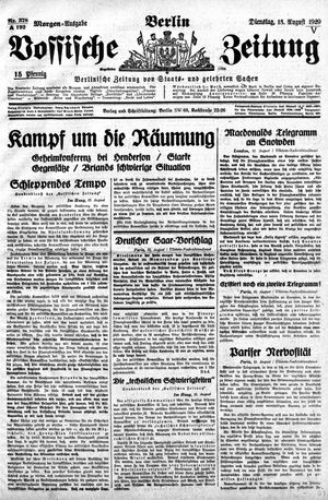 Vossische Zeitung on Aug 13, 1929
