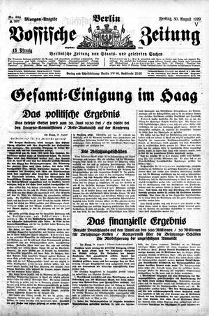 Vossische Zeitung vom 30.08.1929