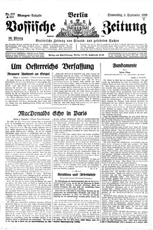 Vossische Zeitung vom 05.09.1929